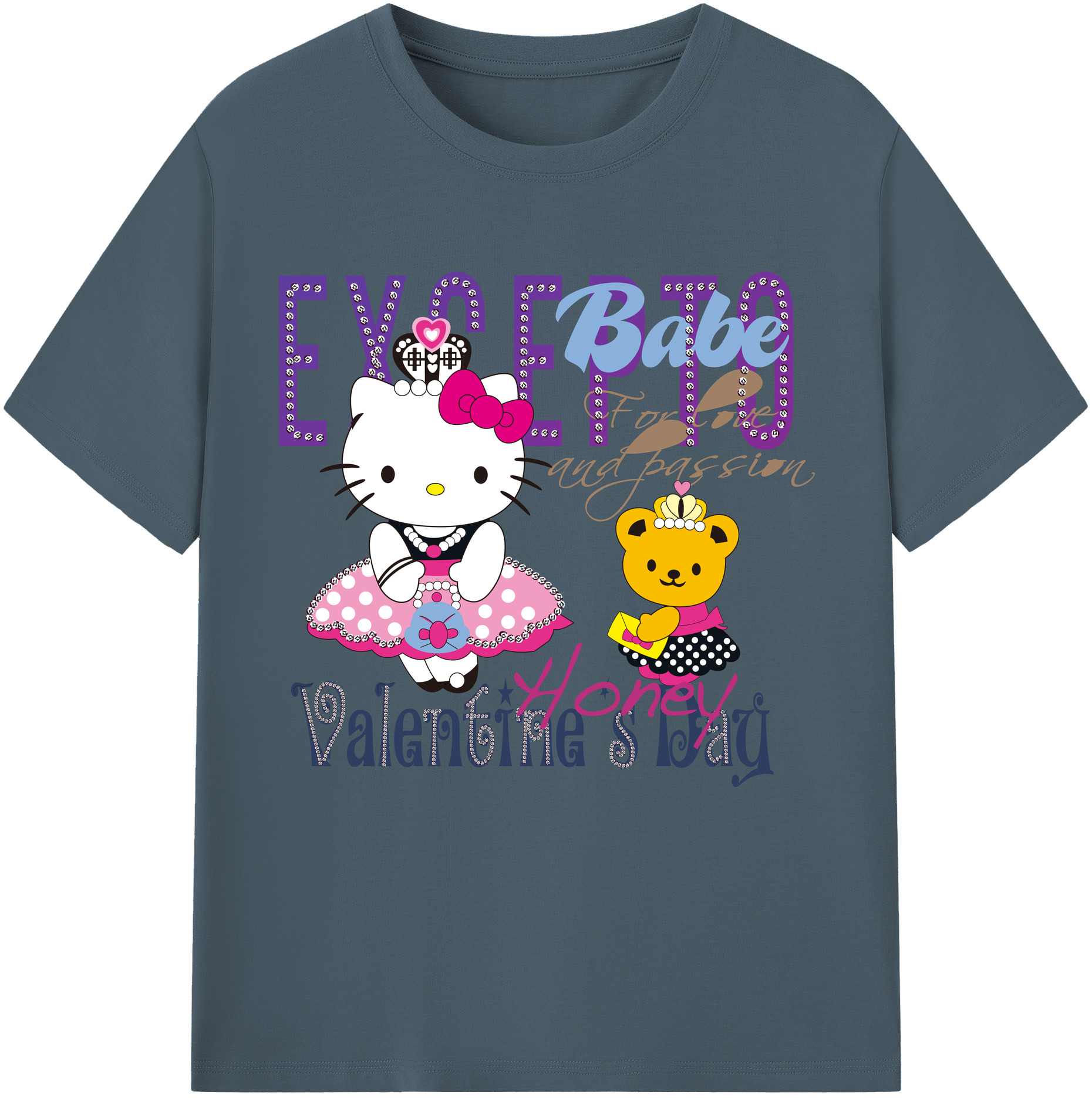 （画像用） Hello Kitty ハローキティ 綿100％半袖Tシャツ（フロントプリント）